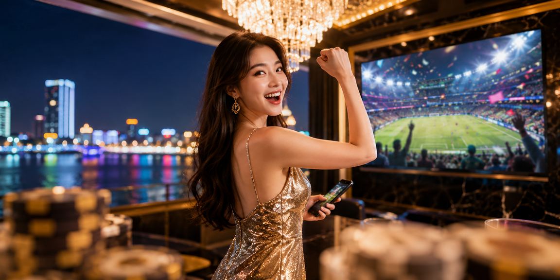 Người dùng xem khuyến mãi esports trên điện thoại tại bãi biển Đà Nẵng