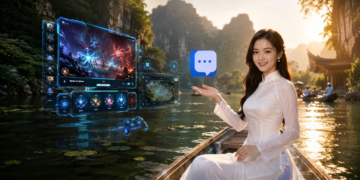 Người dùng mặc áo dài Ninh Bình trải nghiệm cá cược esports trên điện thoại